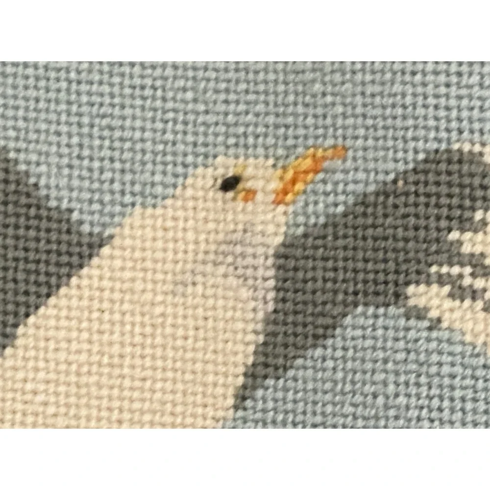 Vintage Needlepoint Seagull Directors Chair Cover Set Coastal Beach Nautical